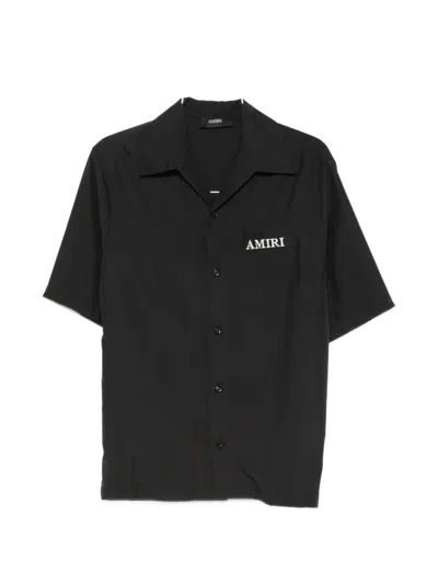 Amiri Logo-embroidered Short-sleeve Shirt In Black