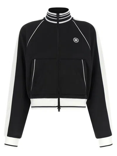 Amiri Logo-embroidered Cropped Track Sweatshirt In Black