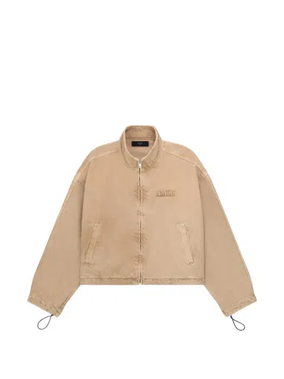 Amiri Logo-embroidered Denim Jacket In Brown