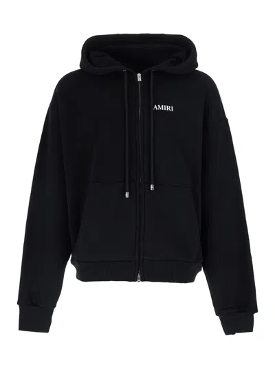 Amiri Logo-embroidered Hooded Sweatshirt In Black