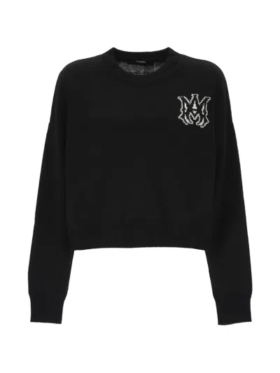 Amiri Logo-embroidered Merino-wool Sweater In Black