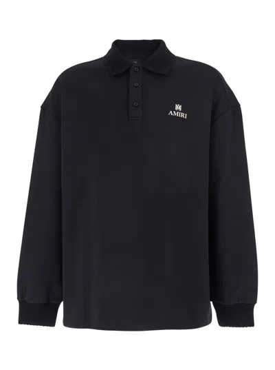 Amiri Logo-embroidered Polo-neck Sweatshirt In Black