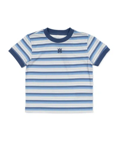 Amiri Logo-embroidered Striped T-shirt In Blue