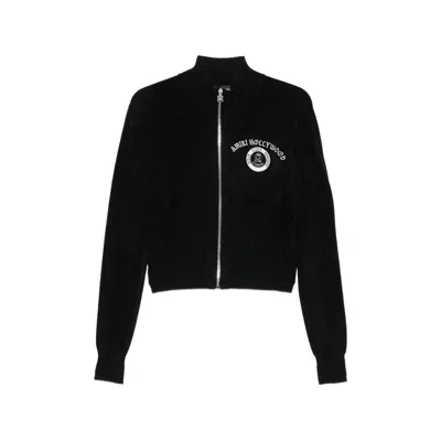 Amiri Logo-embroidered Viscose Cardigan In Black