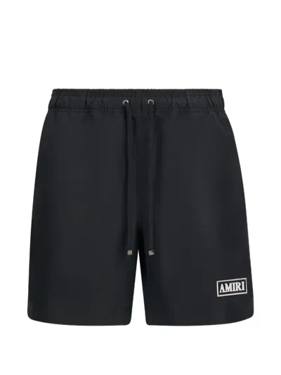 Amiri Logo-patch Drawstring Swim Shorts In Black