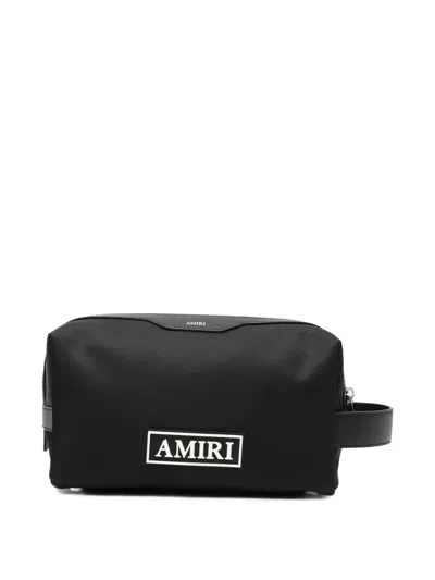 Amiri Logo-patch Wash Bag In Black