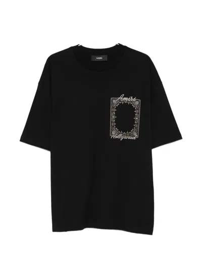 Amiri Black Contrast Logo Print Cotton T-shirt In Blue
