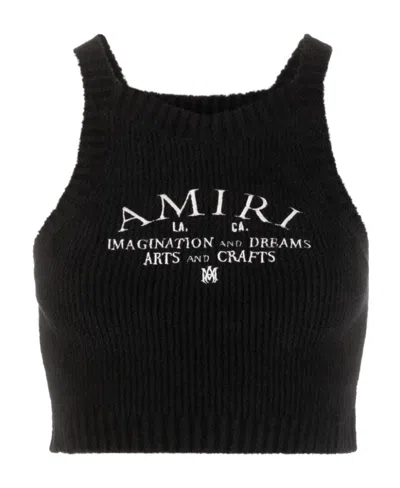 Amiri Logo-print Cropped Top In Black