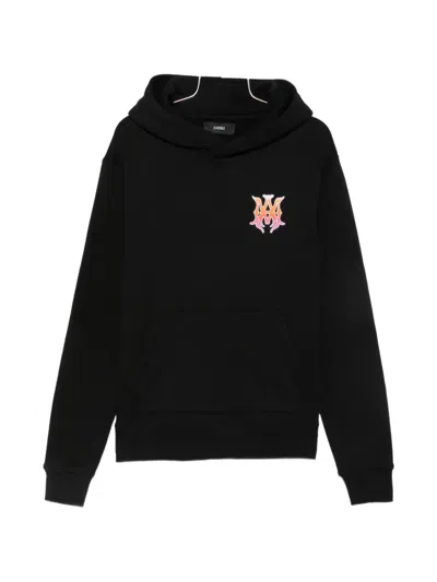 Amiri Black Cotton Hoodie With Bold Logo Details