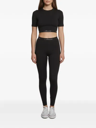 Pre-owned Amiri Logo-trim Top And Leggings Set In Black