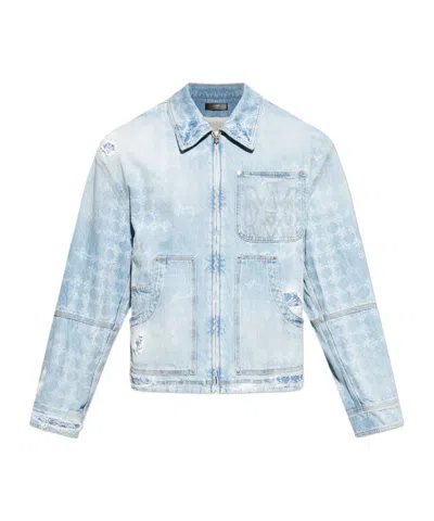 Amiri Long Sleeve Denim Jacket In Blue