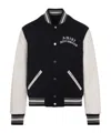 Amiri Mens Hollywood Embroidered-text Wool-leather Blend Bomber Jacket Black Xl In Black