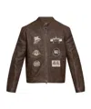 Amiri Leather Patch Racer Jacket In Brown