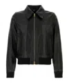 Amiri Leather Jacket Front Pockets Cuffs Hem Ribbed In Black