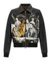Amiri Graphic Print Leather Jacket With Collared Neck In Multi