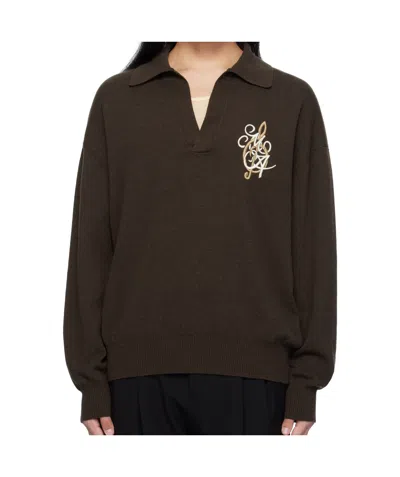 Amiri Long Sleeve Sweater In Brown
