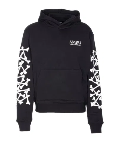 Amiri Stacked Bones Print Hoodie In Black