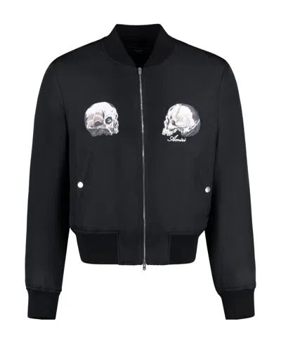 Amiri Long-sleeved Baseball Jacket In Black