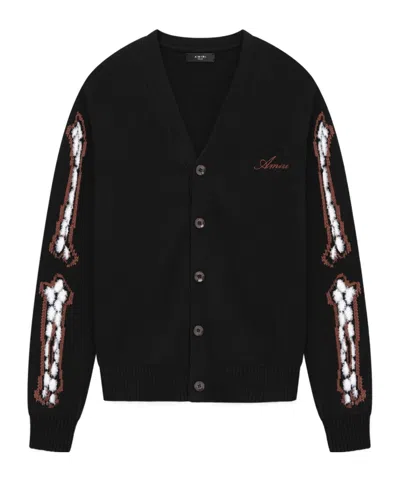 Amiri Long-sleeved Cardigan In Black