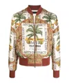 Amiri Rum Label Silk Twill Bomber Jacket In Multicolor