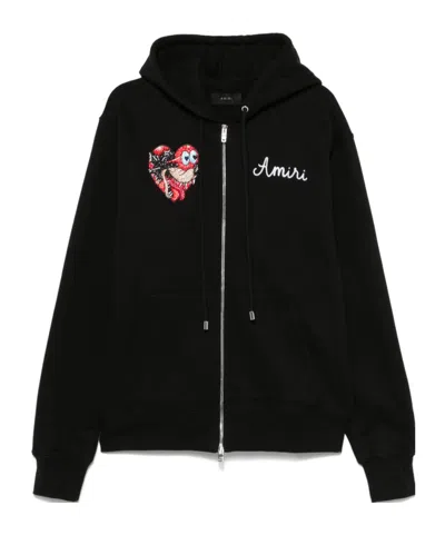 Amiri Long-sleeved Hooded Hoodie In Black