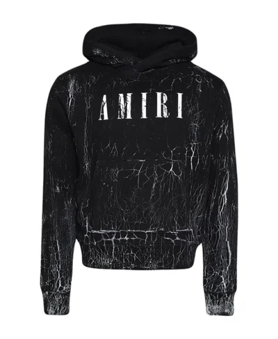 Amiri Long-sleeved Hooded Hoodie In Black