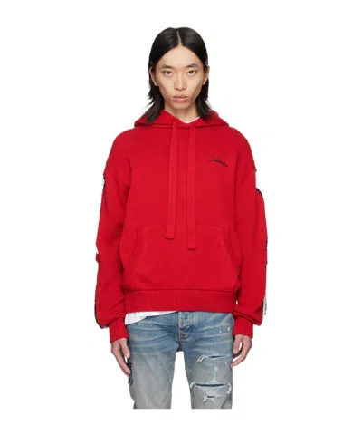 Amiri Long-sleeved Hooded Hoodie In Red