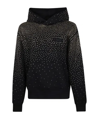 Amiri Long-sleeved Hooded Sweatshirt In Black