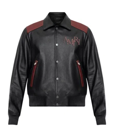 Amiri Long-sleeved Leather Jacket In Black