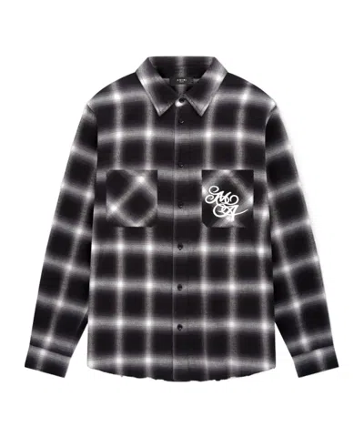 Amiri Long-sleeved Plaid Shirt In Black
