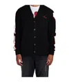 Amiri Black Cardigan With Bones Motif And Logo In Black