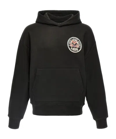 Amiri Eagle Hoodie With Front Pocket And Graphic Print In Black