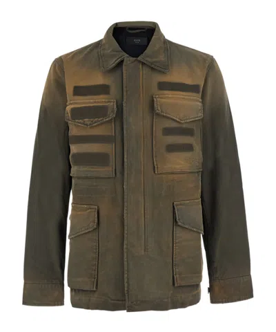Amiri Faded Multi-pocket Cotton Jacket In Green