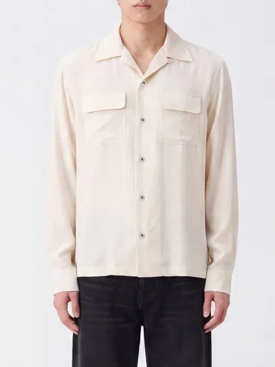 Amiri Long-sleeve Polyester Shirt With Cuban Collar And Flap Pockets In Neutral