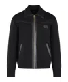 Amiri Wool Bomber Jacket With Leather Inserts In Black