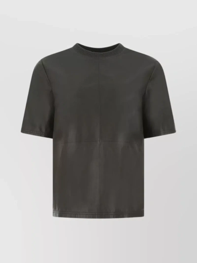 Amiri Loose Fit Leather T-shirt With Short Sleeves In Grey