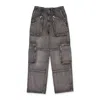 Amiri Loose Straight Aged Black Cargo Pants In Brown