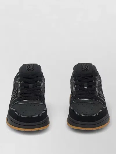 Amiri Low Profile Sneakers Contrast Stitching Suede Accents In Black