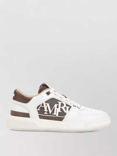 Amiri Low Sneakers Pebbled Leather Perforated Toe Rubber Sole In White