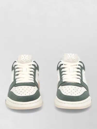 Amiri Low Star Sneakers Perforated Leather Canvas In Green