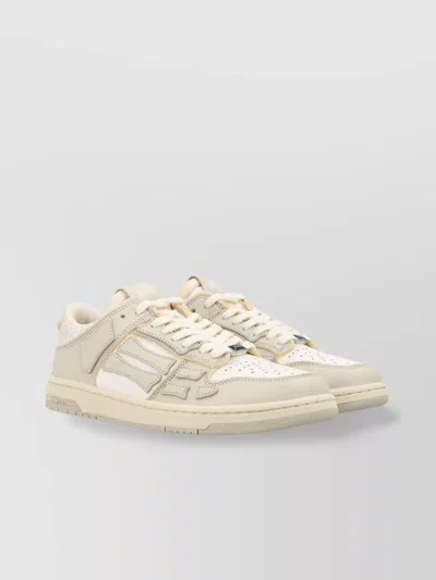 Amiri Low Top Leather Sneakers With Panelled Design In Neutrals
