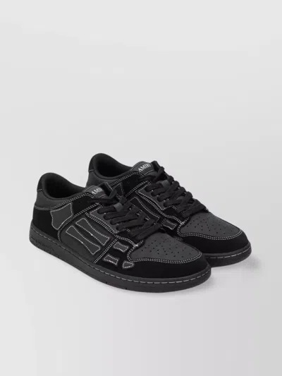 AMIRI LOW TOP SNEAKERS LEATHER SUEDE CONTRAST STITCHING PERFORATED TOE BOX