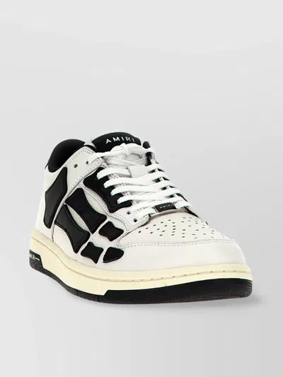 Amiri Low Top Sneakers With Contrast Panels And Perforated Toe In White