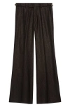 Amiri Lurex Stripe Flare Trousers In Dark Brown