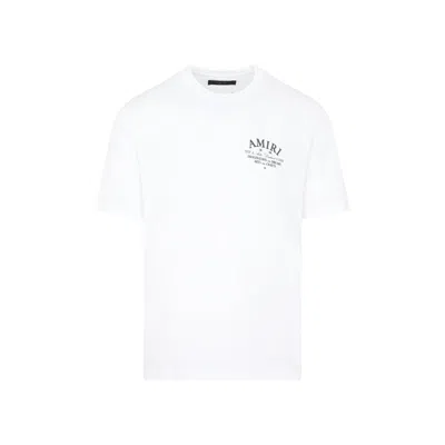Amiri Luxurious Men's White Cotton T-shirt With Distinctive Logo Prints