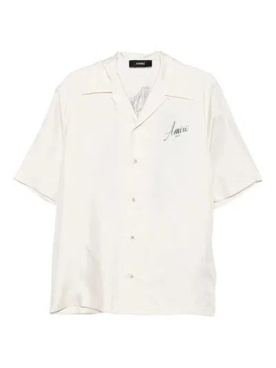 Amiri Luxury Hotel Bowling Shirt For Men In Neutral