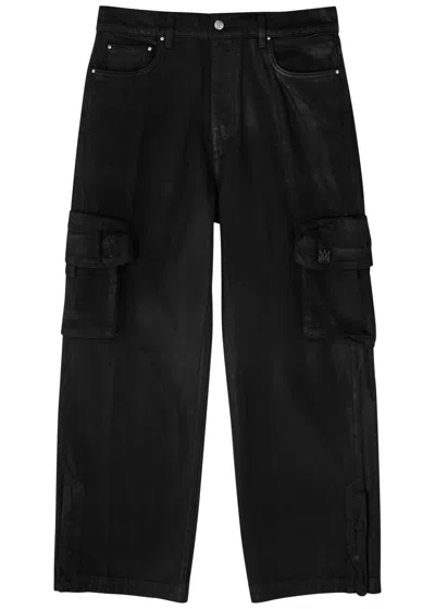 Amiri M65 Coated Wide-leg Cargo Jeans In Black