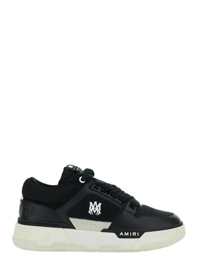 AMIRI BLACK LOW TOP SNEAKERS WITH LOGO PATCH ON THE TONGUE AND LOGO LETTERING ON THE HEEL IN LEATHER MAN
