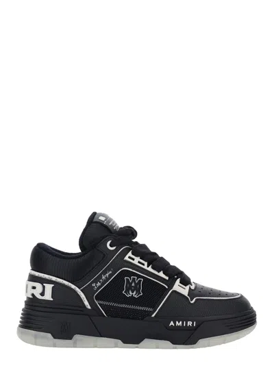 Amiri Ma-1 Black Low-top Sneaker With Maxi Logo Lettering On The Back And Mesh Inserts In Fabric And Leath
