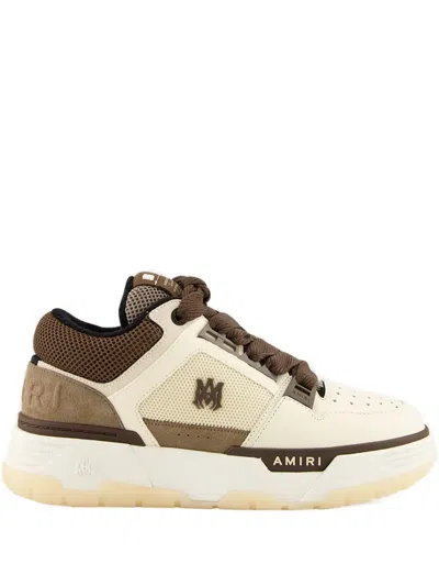 Amiri Brown Low Top Sneakers With Logo Detail On The Side And Mesh Panels In Red